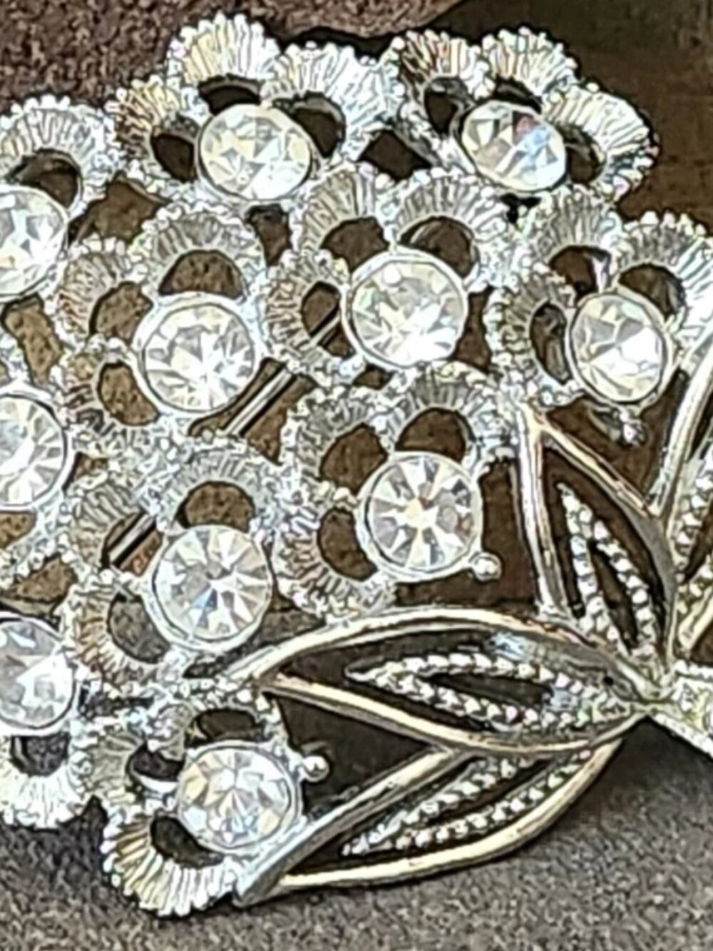 Vtg 70's Sarah Coventry Sparkle Lites Rhinestone Bouquet Brooch Pin Silver Tone - Picture 3 of 12
